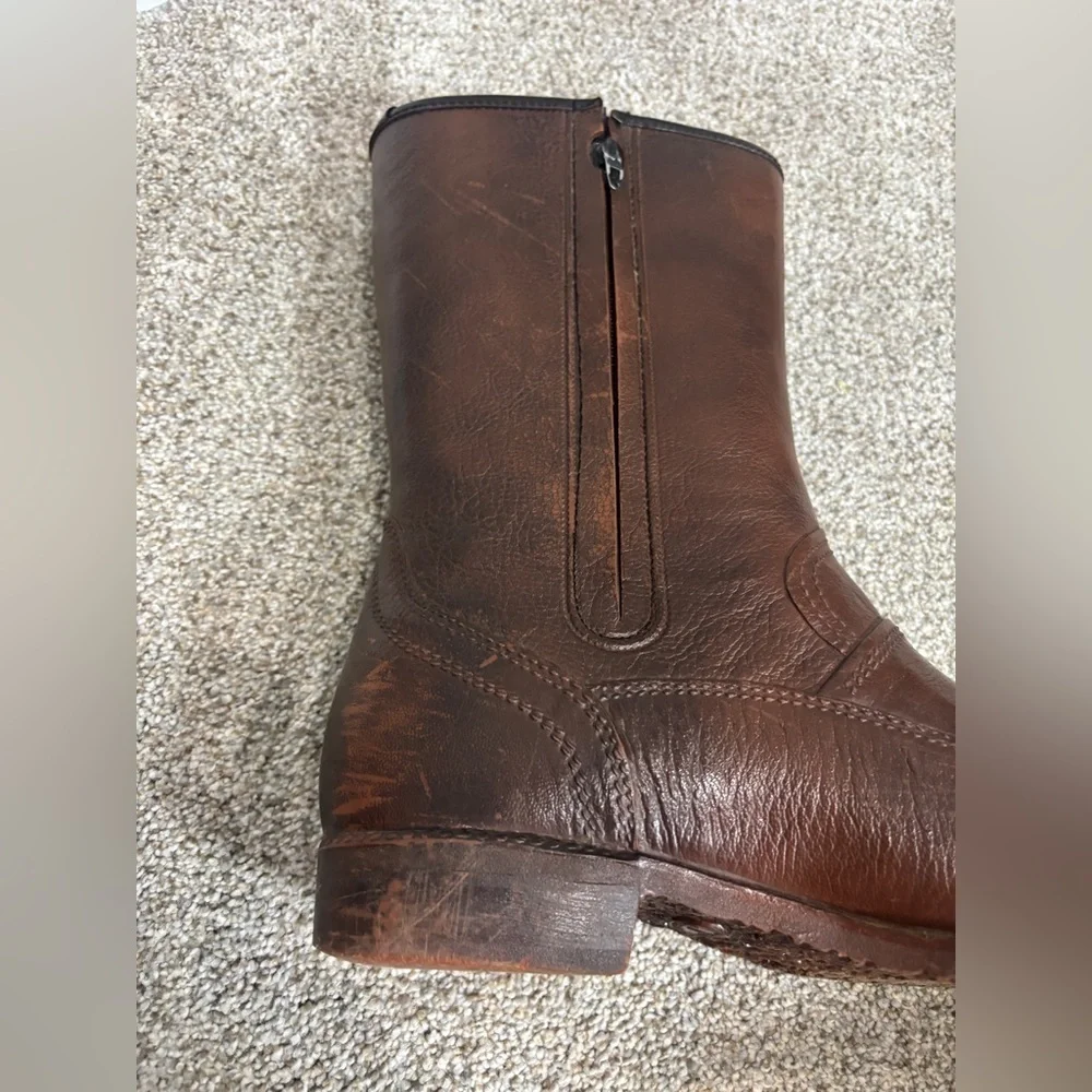 Vintage Men’s Leather Waterproof Size 7 Brown Motorcycle Riding Boots Buckle